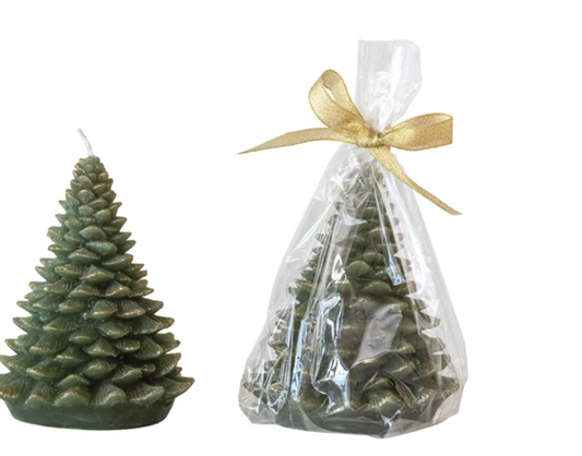 XS4585 Unscented Tree Shaped Candle, Evergreen