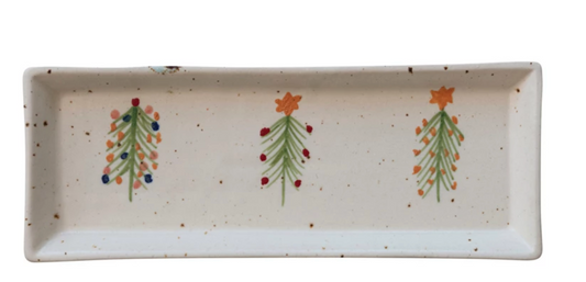XS5688 Stoneware Platter with Christmas trees