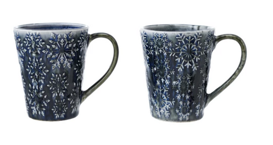 XS8450A Stoneware Mug with Snowflakes-2 styles