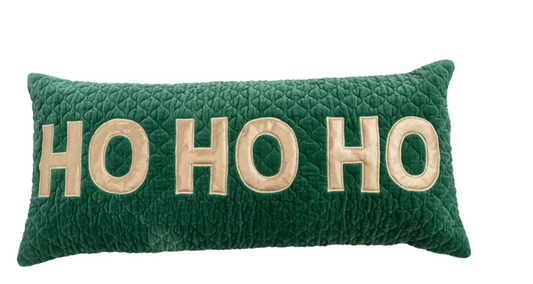 XS9142 Cotton/Velvet Quilted lumbar Pillow- HO HO  HO