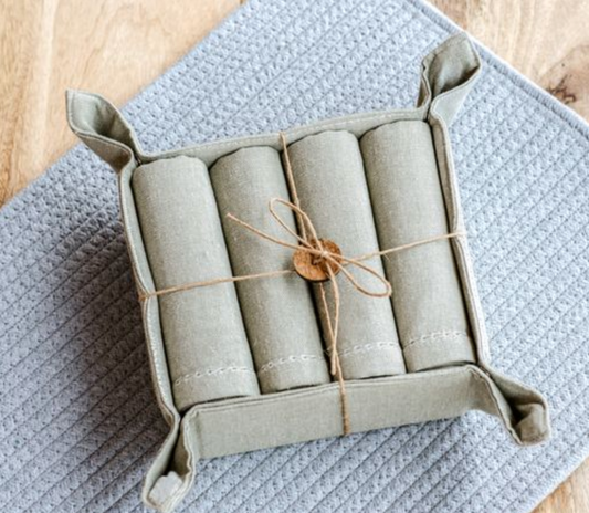 PDBX011 4 Piece   Gray Napkin Set
