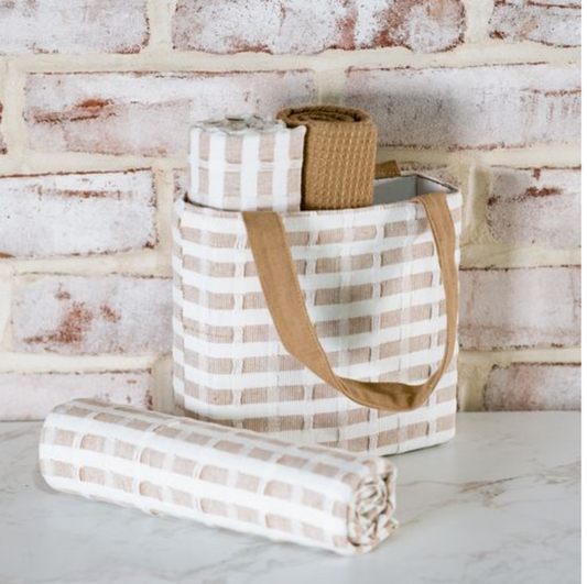 PDBX25 3 Piece Latte weave towel set