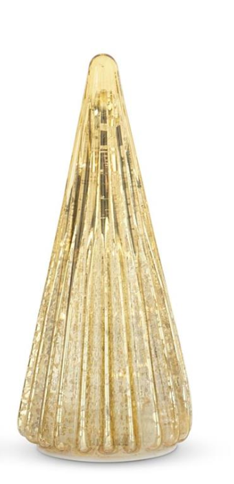 54931A-GO-1 Ribbed Gold LED mercury Glass Tree