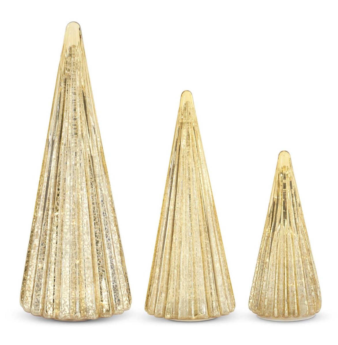 54931A-GO-3 Ribbed Gold LED mercury Glass Tree