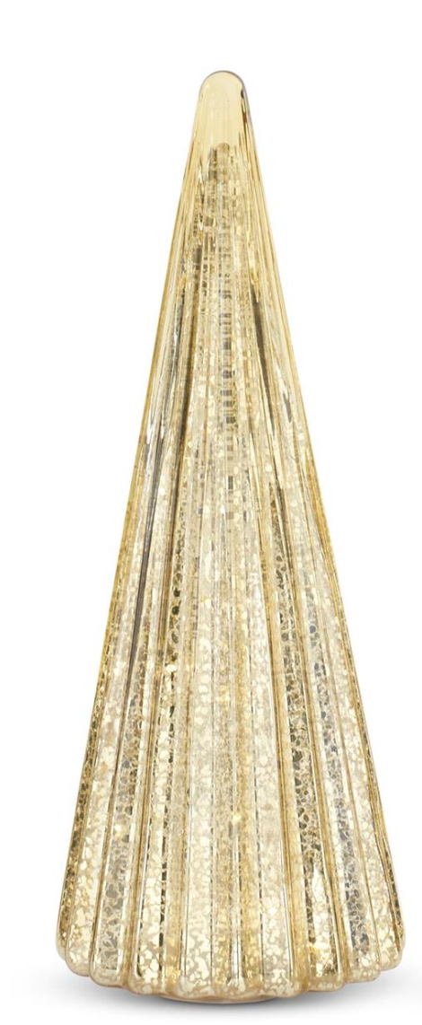 54931A-GO-3 Ribbed Gold LED mercury Glass Tree