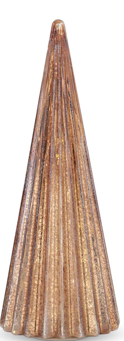 54931A-CP-3 Ribbed Frosted Copper LED Mercury Glass trees with Timers