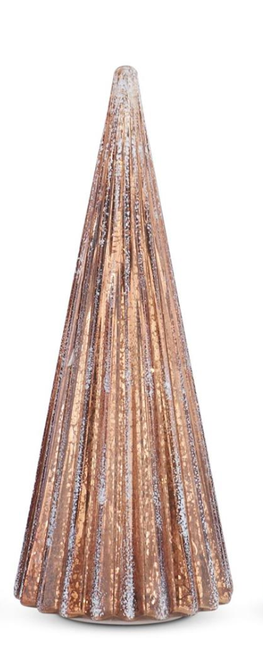 54931A-CP-2 Ribbed Frosted Copper LED Mercury Glass trees with Timers