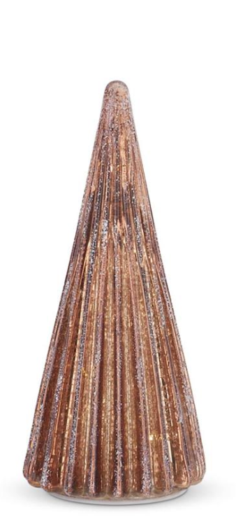 54931A-CP-1 Ribbed Frosted Copper LED Mercury Glass trees with Timers