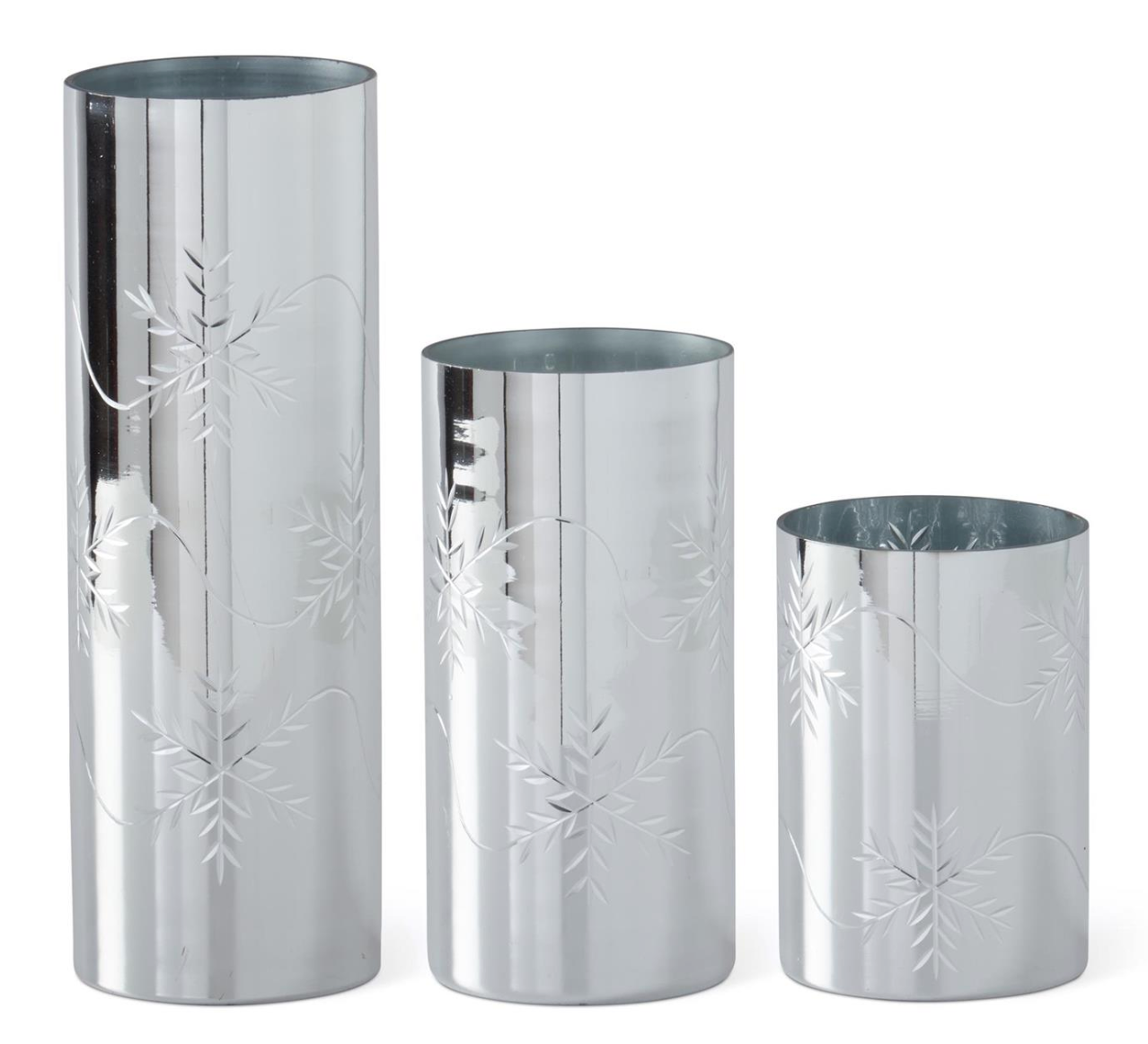 55823A-SI-3 Silver Glass Snowflake candleholders