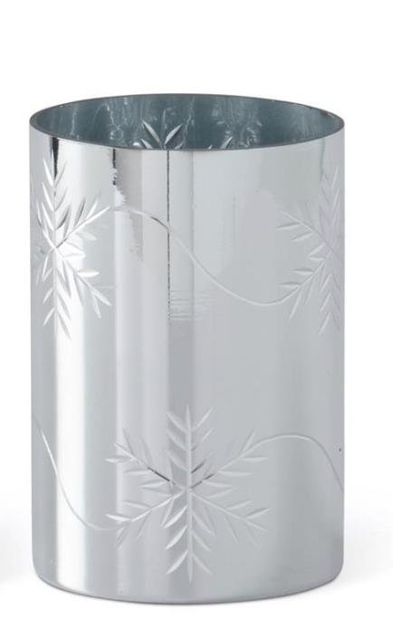 55823A-SI-1 Silver Glass Snowflake candleholders