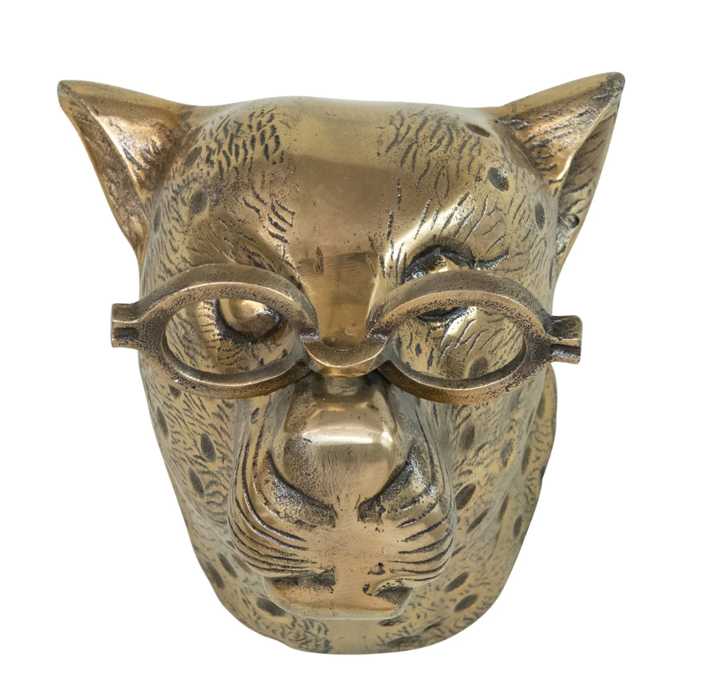 DG0262 Cast Aluminum Cheeta Head with Eyeglasses