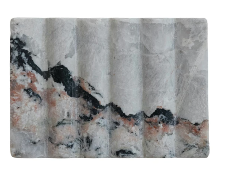DF9535 Marble soap Dish, Black and Beige