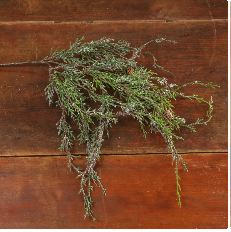 G47202 17" Weeping Cedar Pick with Snow
