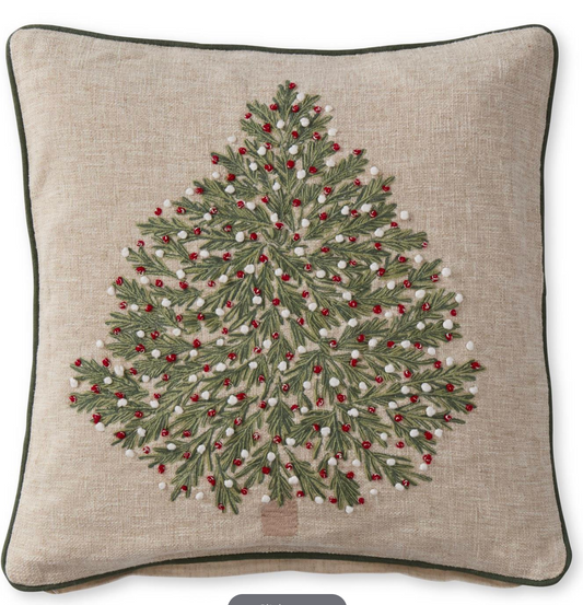 55831A 20" Tan Christmas Tree Pillow