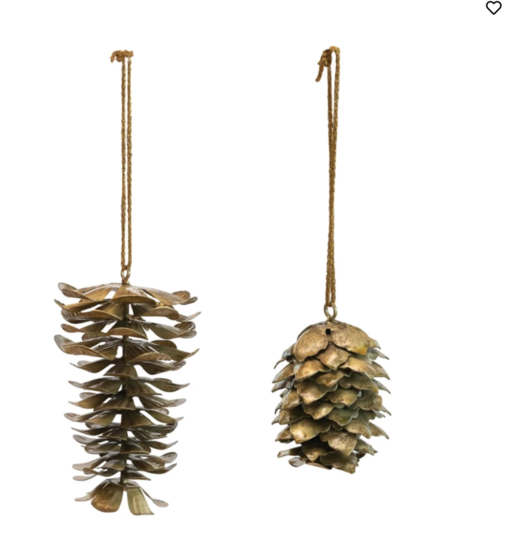 XS9823A Metal Pinecone Ornament, 2 styles