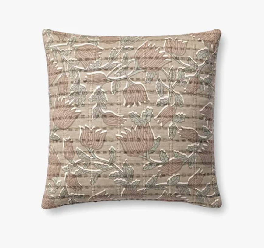 PJS0019 Taupe & Rose 18x18 Pillow