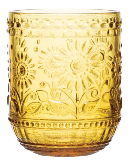 DF4700 12oz. Embossed Drinking Glass, Amber
