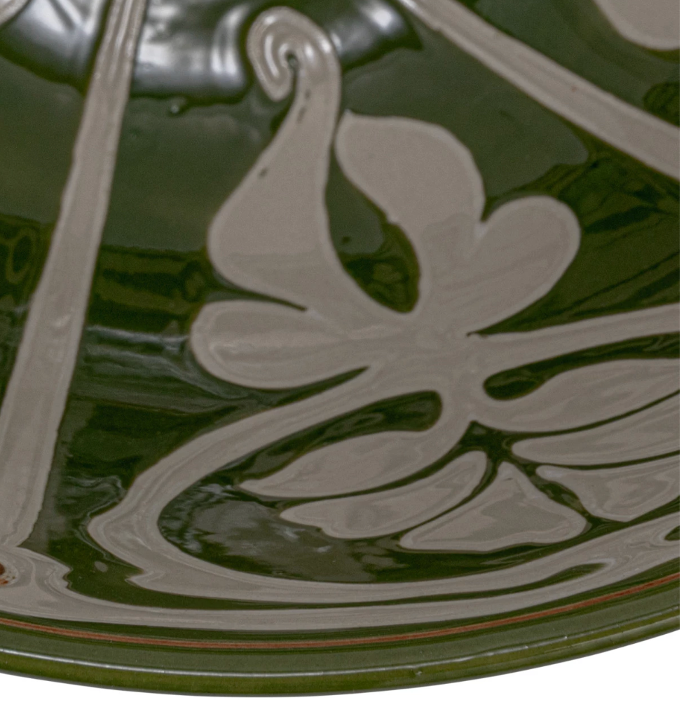 DF7955 Round Stoneware Bowl, Green