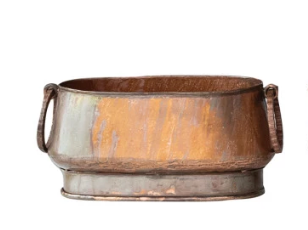 DG0065-S Oval Metal Planter with Ring Handles-Small