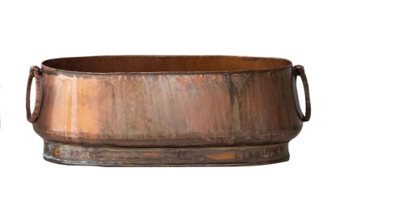 DG0065-L Oval Metal Planter with Ring Handles-Large