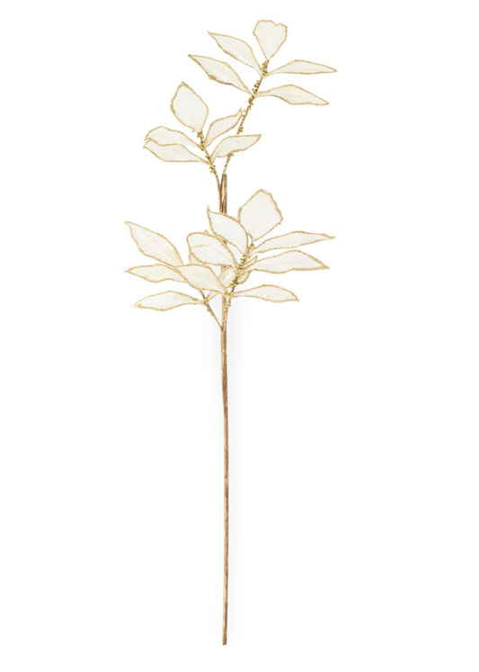55101A 32" White Leaf w/ Gold Trim Stem
