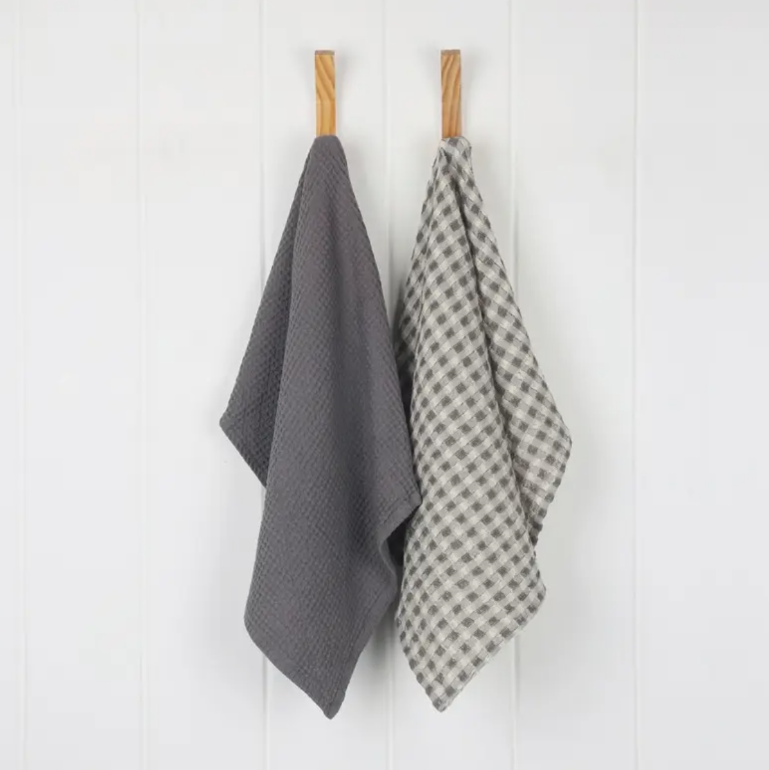 RHTP25043 Set o 2 Waffle Tea Towels, Charcoal
