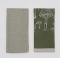 RHTP25105 Set of 2 Mushroom Waffle Tea Towels, Green
