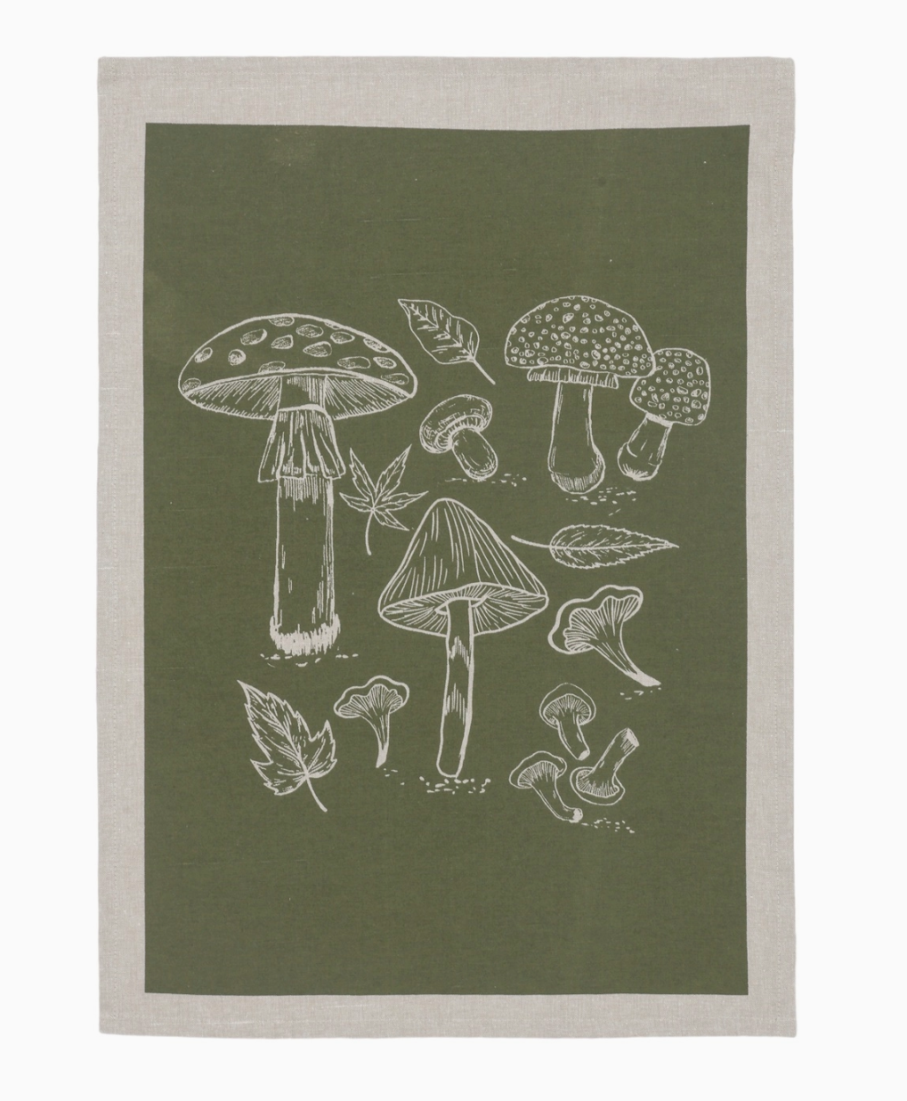 RHTP25105 Set of 2 Mushroom Waffle Tea Towels, Green