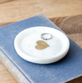 PDALL13 4" White Marble Heart Dish