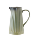 DG0971 40oz Stoneware Ribbed Pitcher, Sage Green