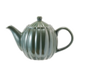 DG0975 34oz Stoneware Ribbed Teapot, Forest Green