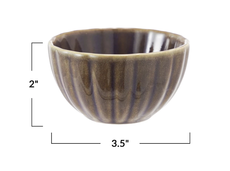 DG0977 3.5" Stoneware Fluted Bowl, Plum