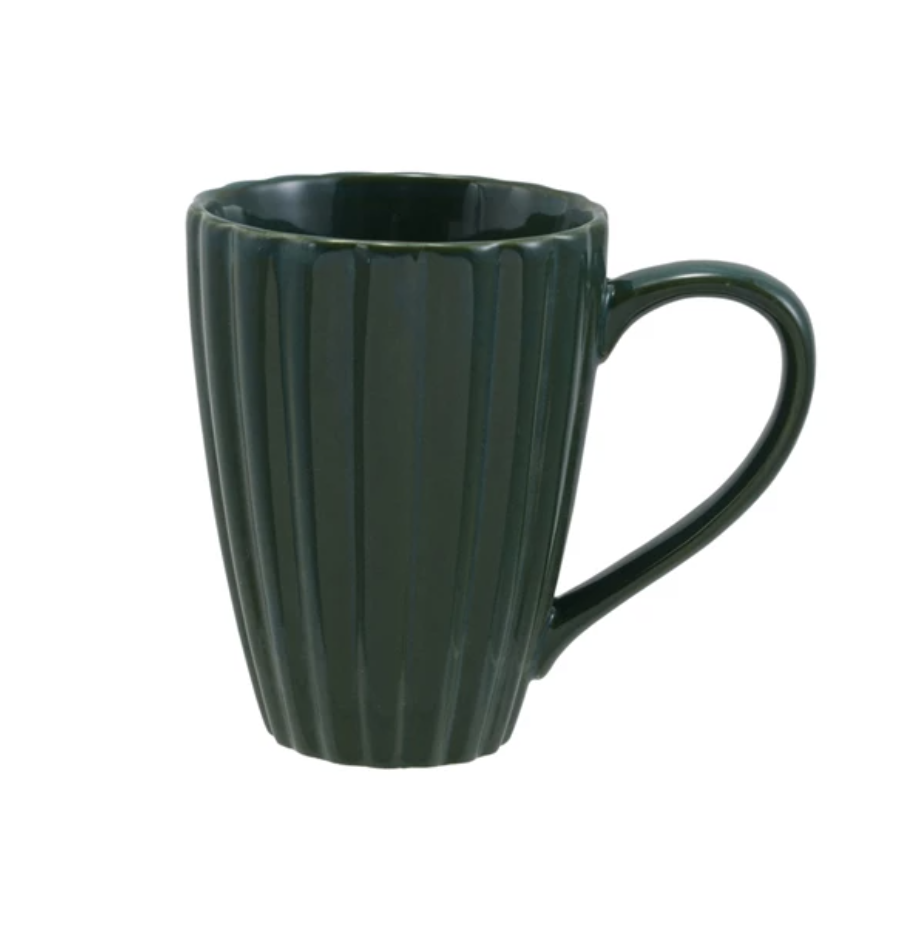 DG1078 14oz. Stoneware Fluted Mug, Forest Green