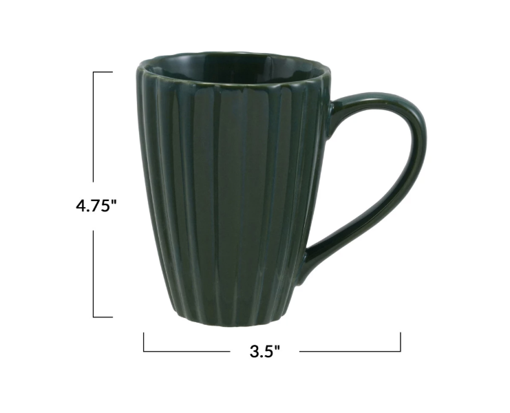 DG1078 14oz. Stoneware Fluted Mug, Forest Green