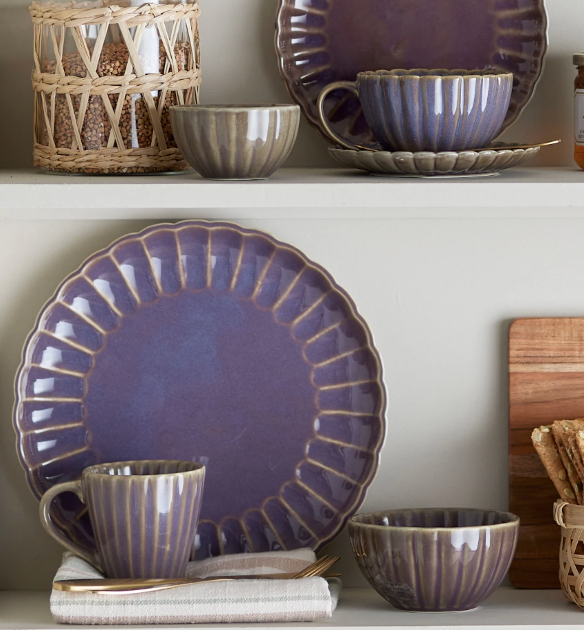 DG1134 5" Stoneware Fluted Bowl, Plum