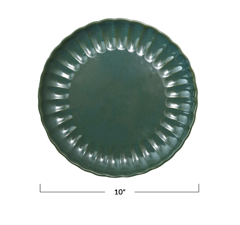 DG1114 10" Stoneware Plate, Forest Green