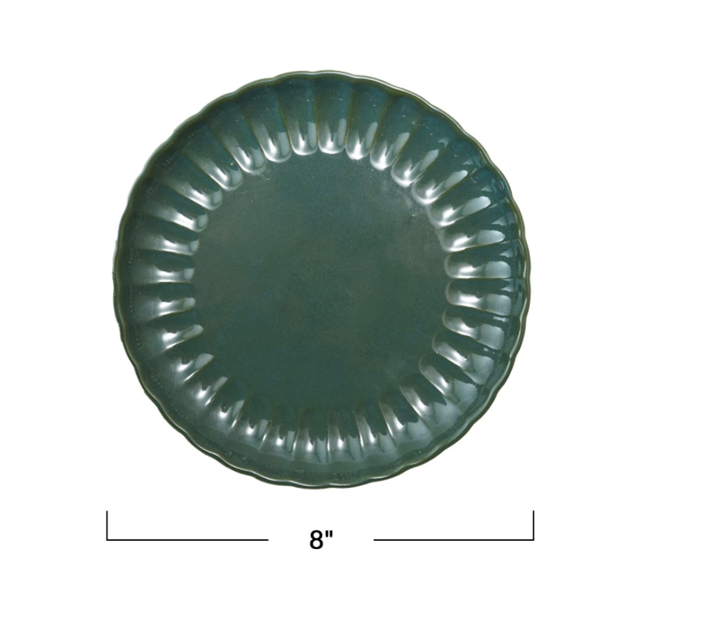 DG1123 8" Stoneware Plate, Forest Green