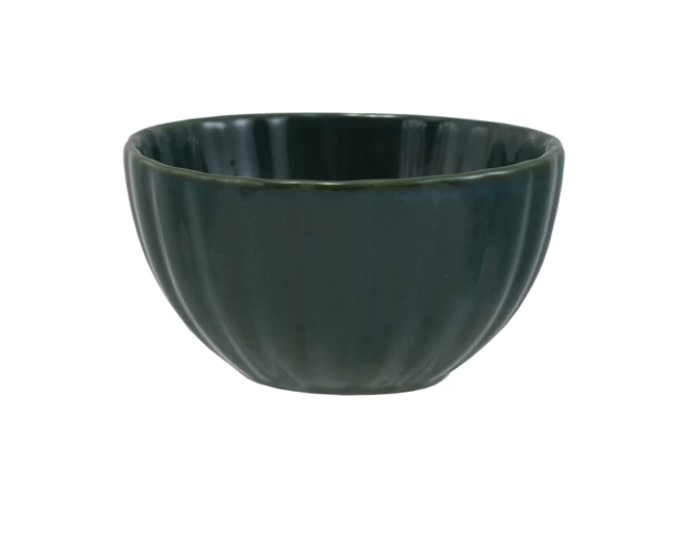 DG1130 5" Stoneware Fluted Bowl, Forest Green