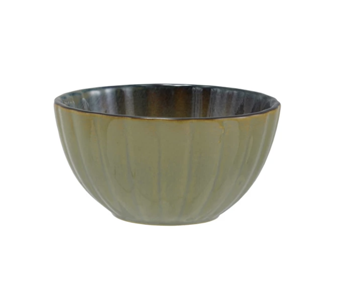 DG1131 5" Stoneware Fluted Bowl, Sage Green