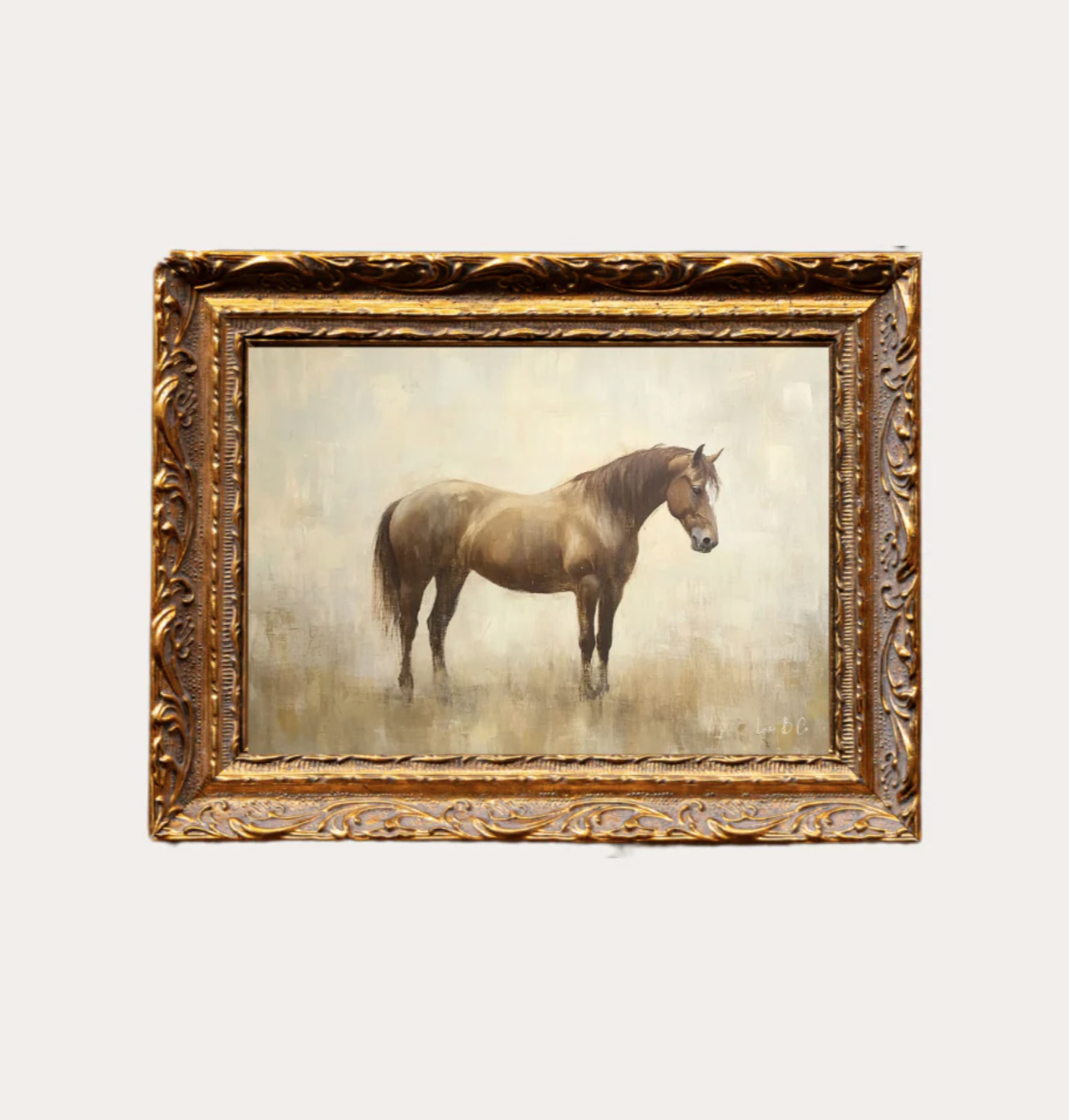 Le Cheval French Brass Inspired Gold Mould Framed Art