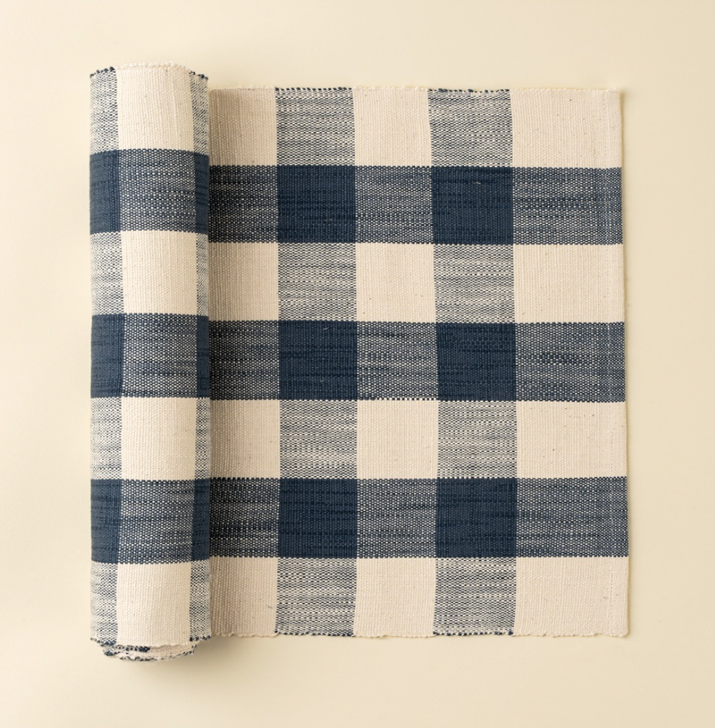 4-6560 108" Grace Gingham Table Runner Dark