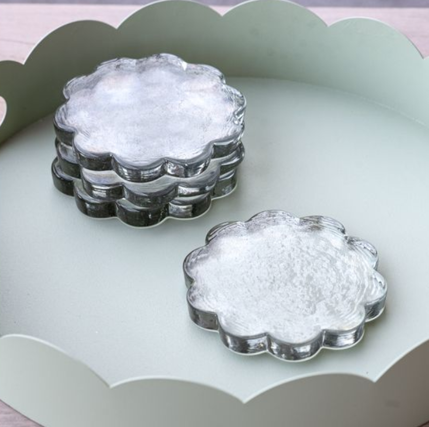 PDMN17 Scallop Glass Coasters, Set of 4