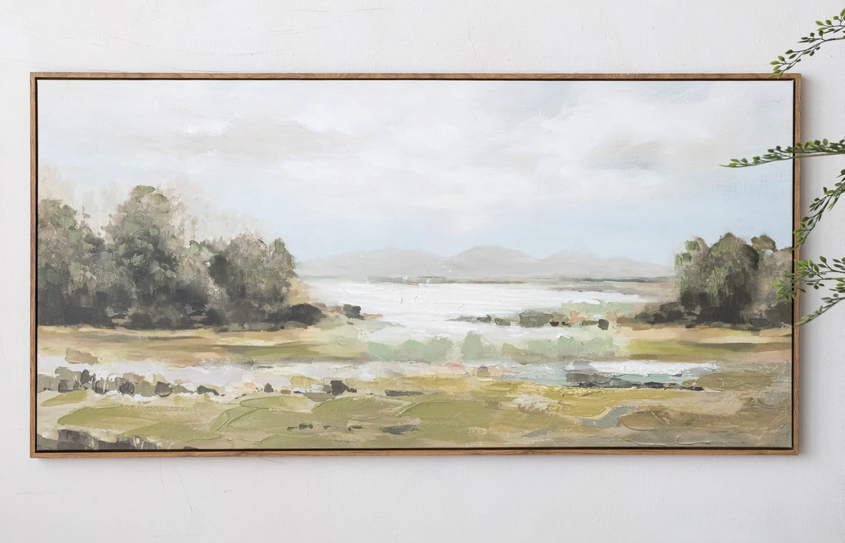 DG1859 Wood Framed Canvas Wall Décor w/ Landscape