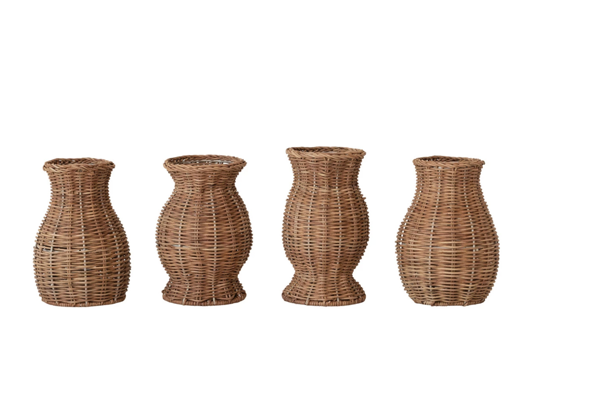 DG1647A Rattan Vase w/ Removable Glass Insert