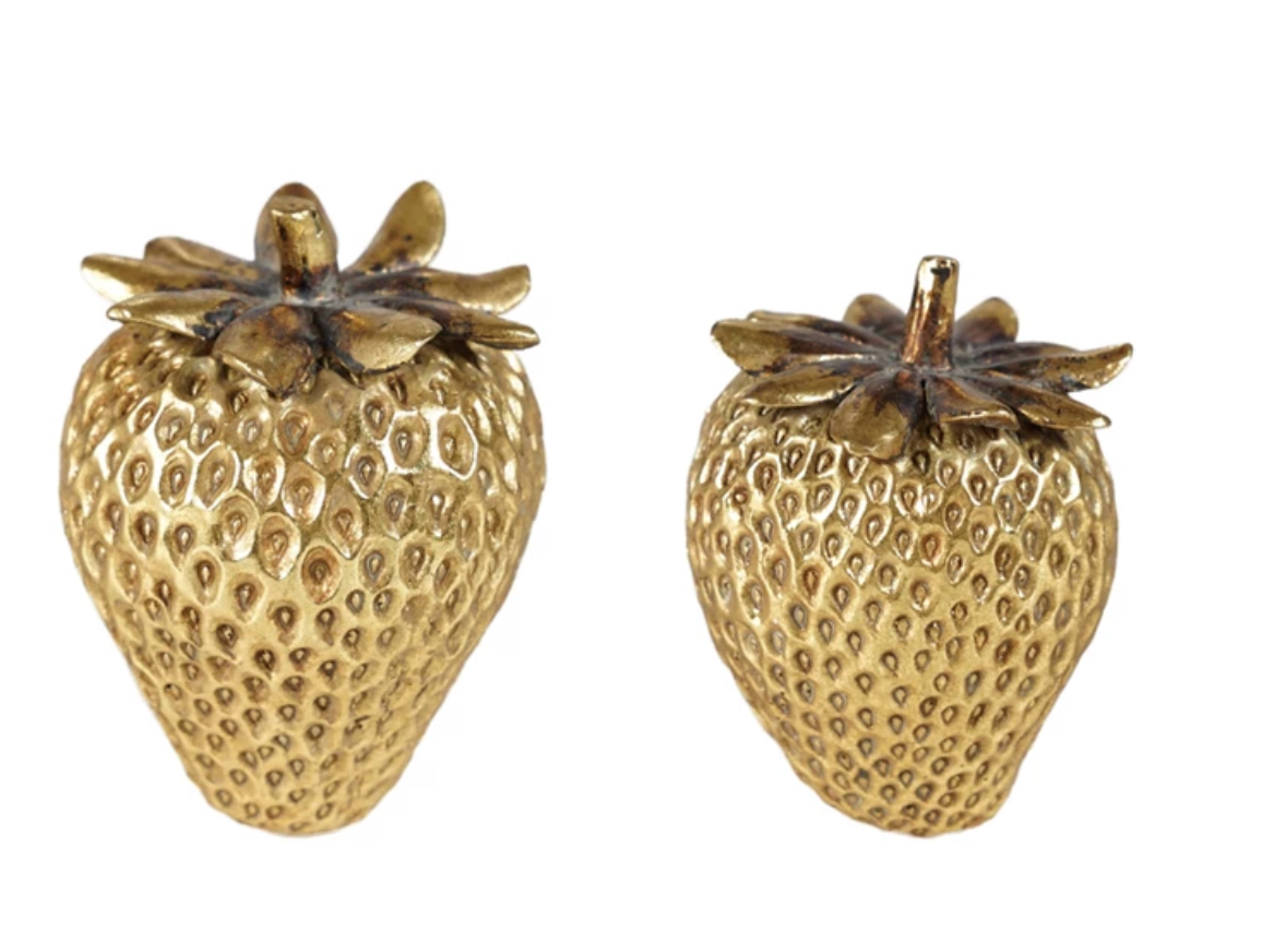 DG2528 Resin Strawberries Gold Finish set of 2