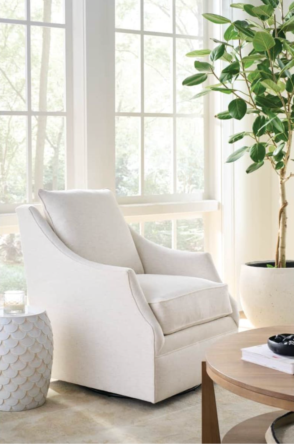 Quick Ship Kori Swivel Glider Chair in Nomad Snow
