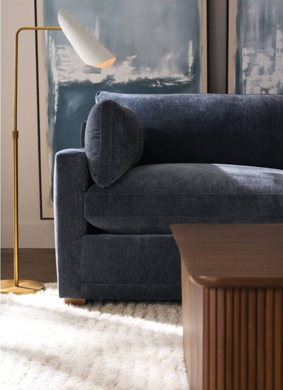 Quick Ship Sylvie 88" Sofa in Federal Blue Velvet
