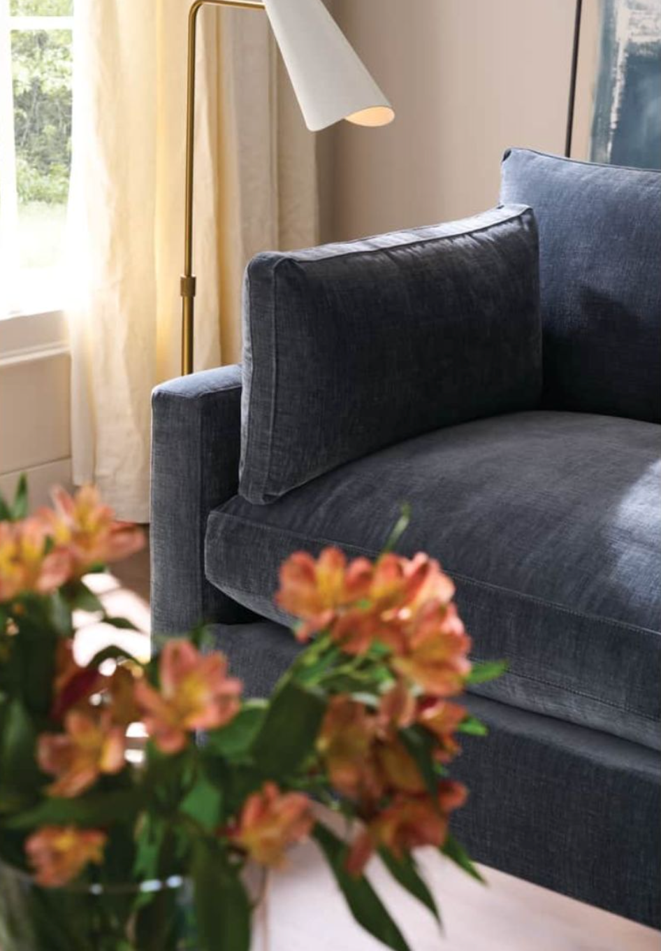 Quick Ship Sylvie 88" Sofa in Federal Blue Velvet