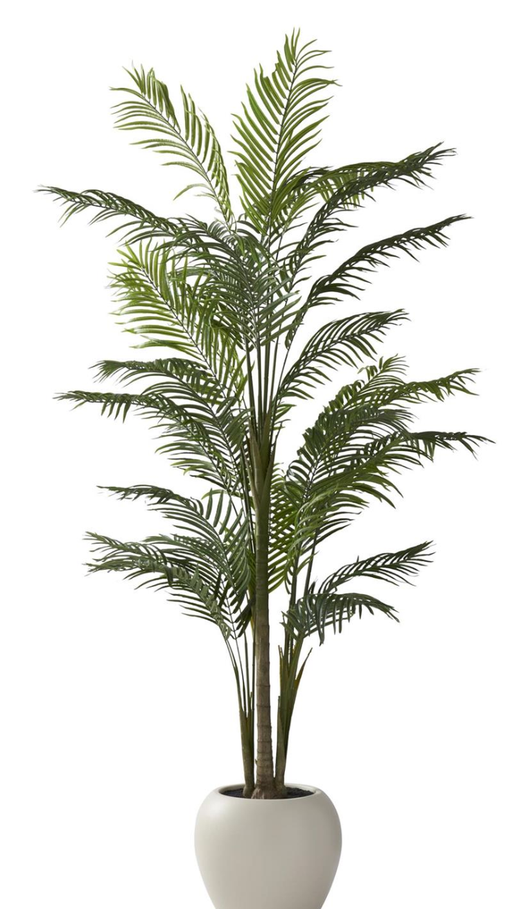19955D 9' Palm Tree in White Pot w/ Faux Dirt
