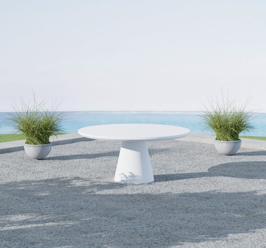 SW6203-BRDT63 63" Pedstal Dining Table in Bone